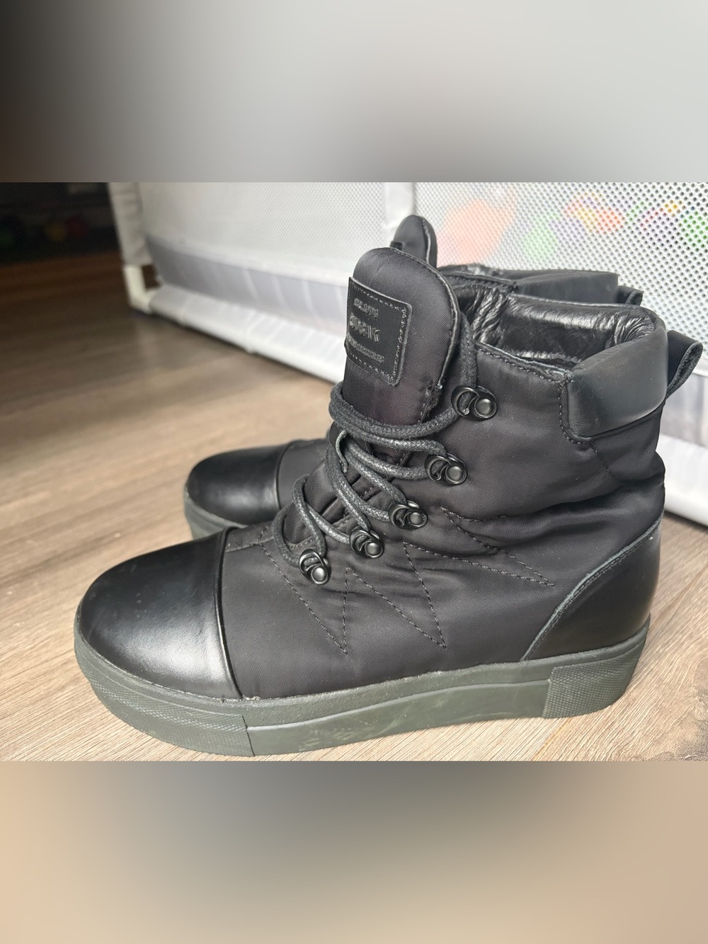 RUDSAK Black High-Top Leather-Trim Boots